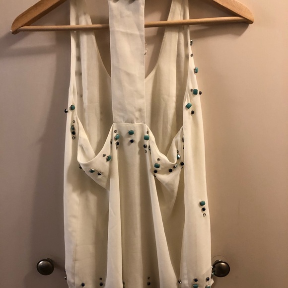 NWT Greylin Beaded Turquoise Racerback Tank M - Picture 4 of 5